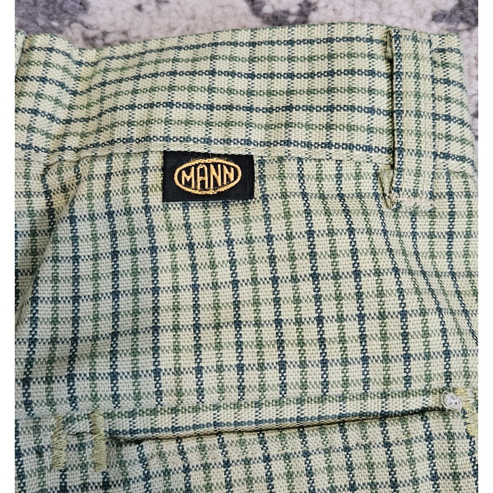 Vintage 1970s MANN Boys Green Plaid Pants Size 7 - Picture 4 of 4